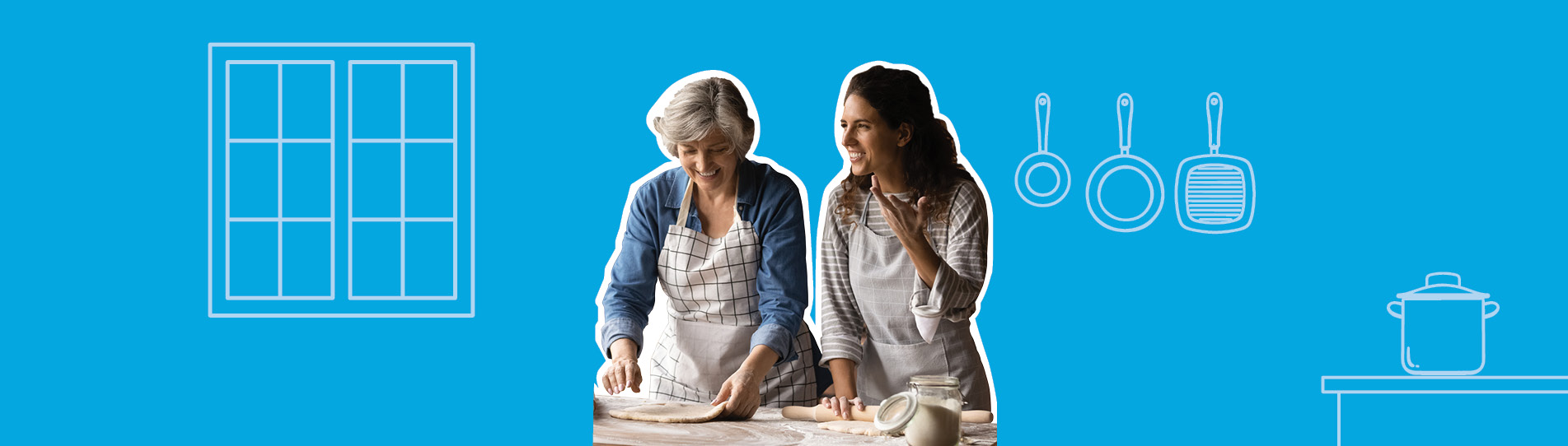 smiling women rolling dough